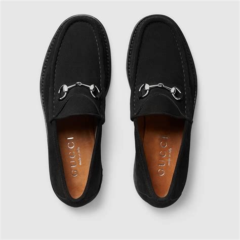 gucci men's black leather and suede loafers shoes|Gucci men's suede loafers.